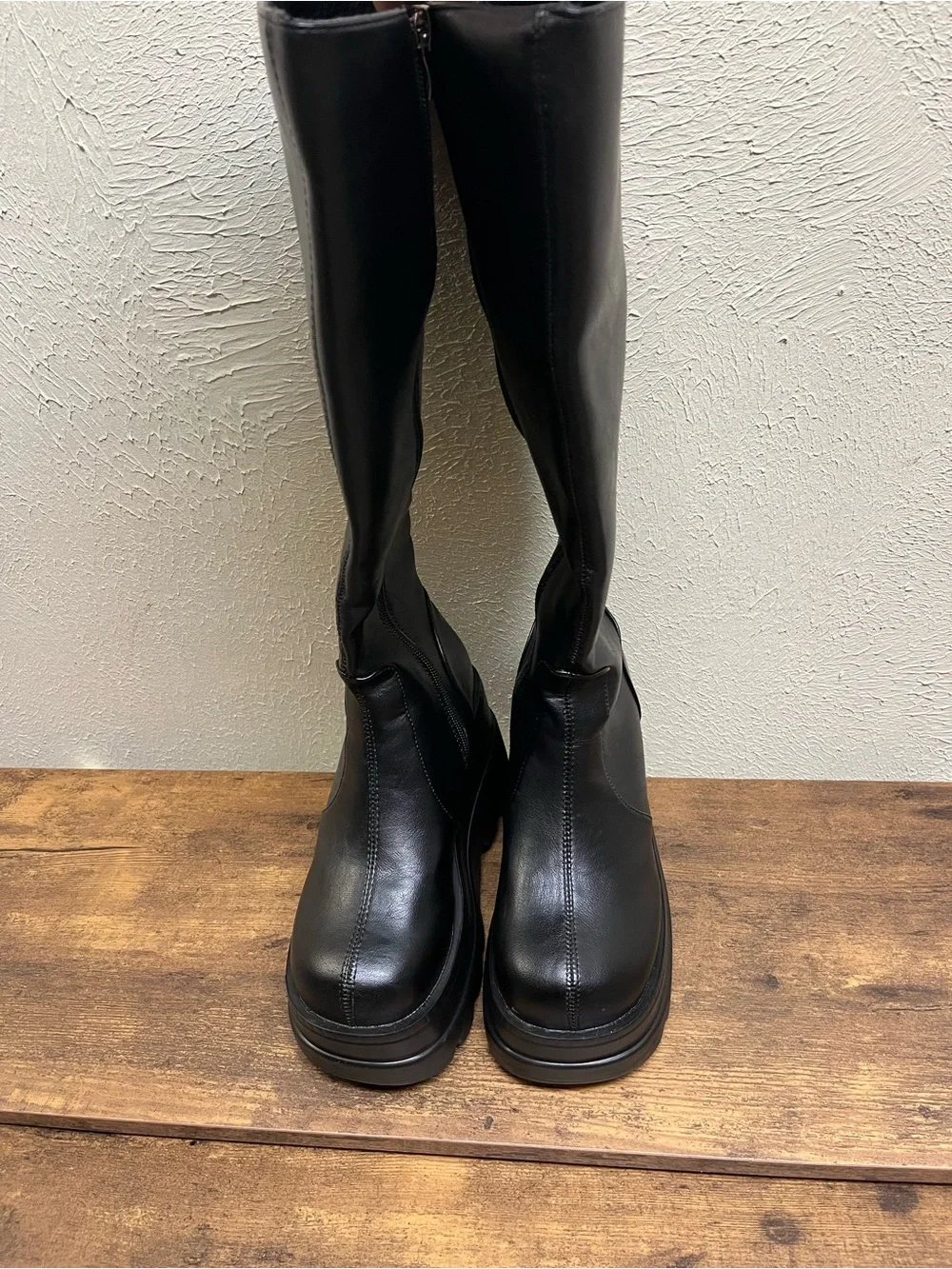 Black Platform Knee High Boots Women’s Size 7 Punk Goth Whimsigoth Witchy Rock